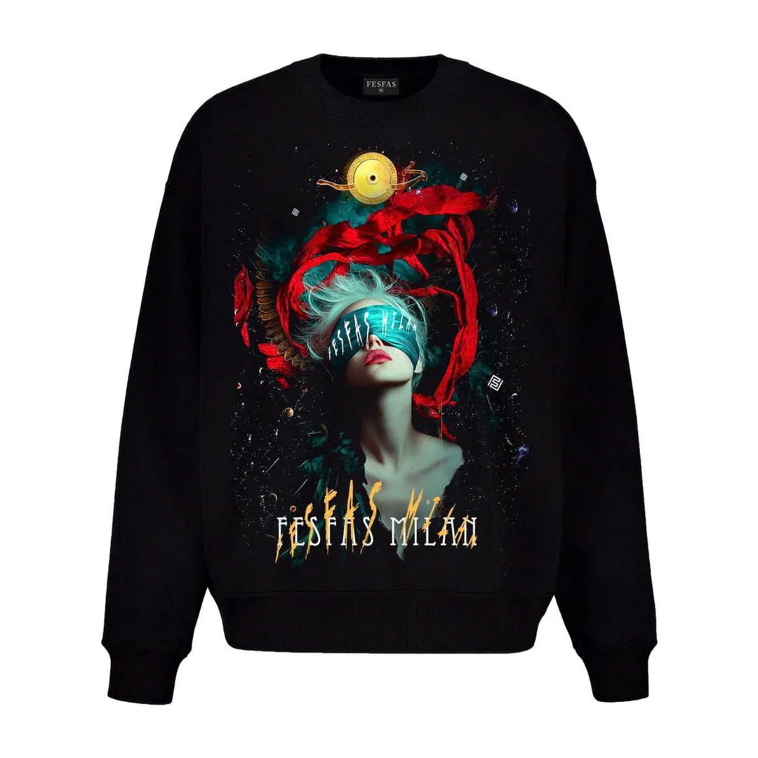 FesFas Red Ribbon Muse-print Sweatshirt