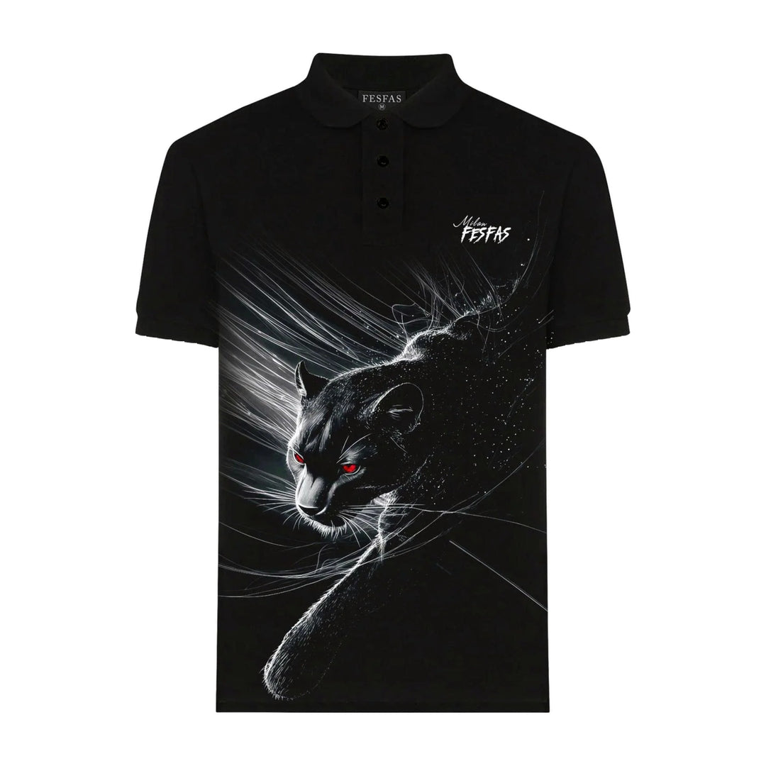 FesFas Silver Streak Panther-print Polo Shirt
