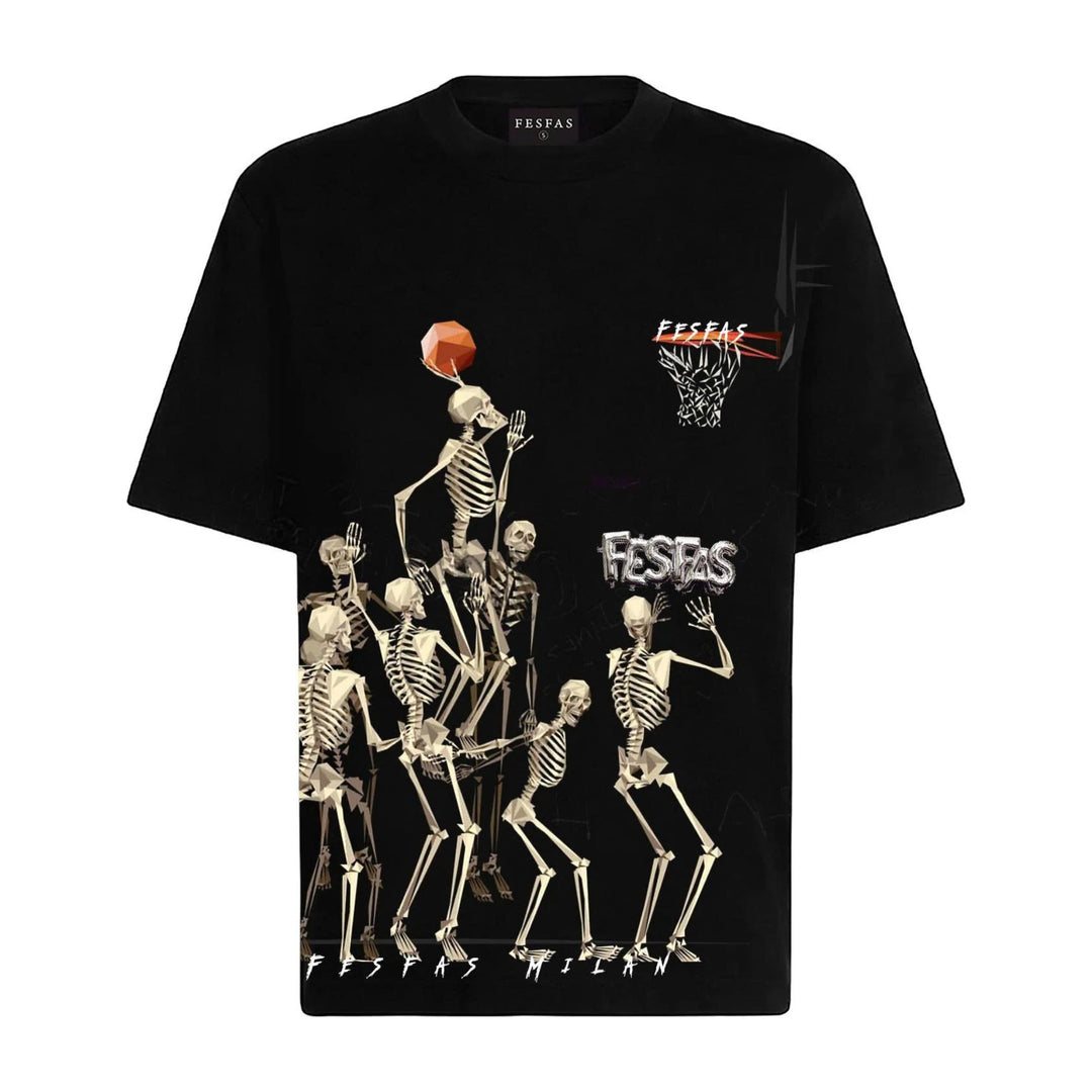FesFas Skeleton Hoops-print T-shirt