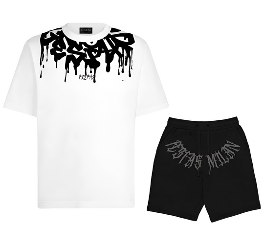 FesFas graphic-print T-shirt Set | Black &amp; White