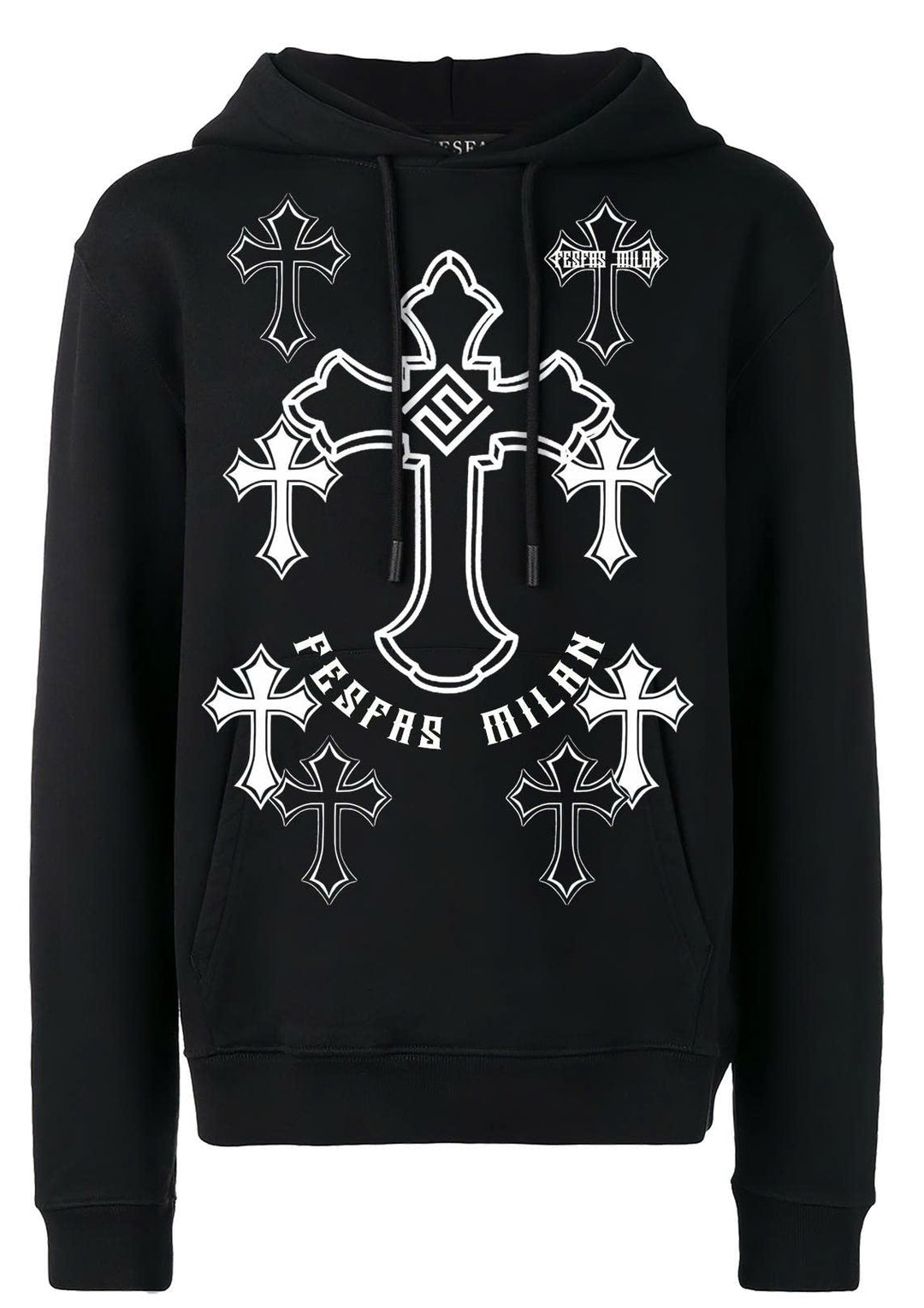 FesFas Cross-print Hoodie Set | Black | Men