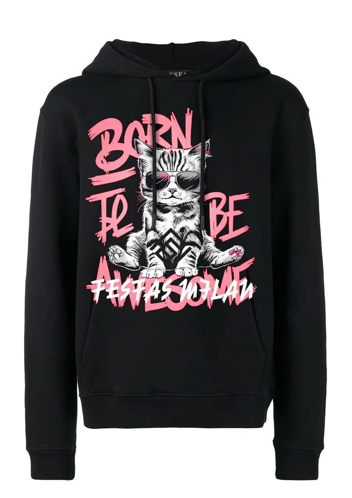 FesFas Cat-print Hoodie | Black | Men