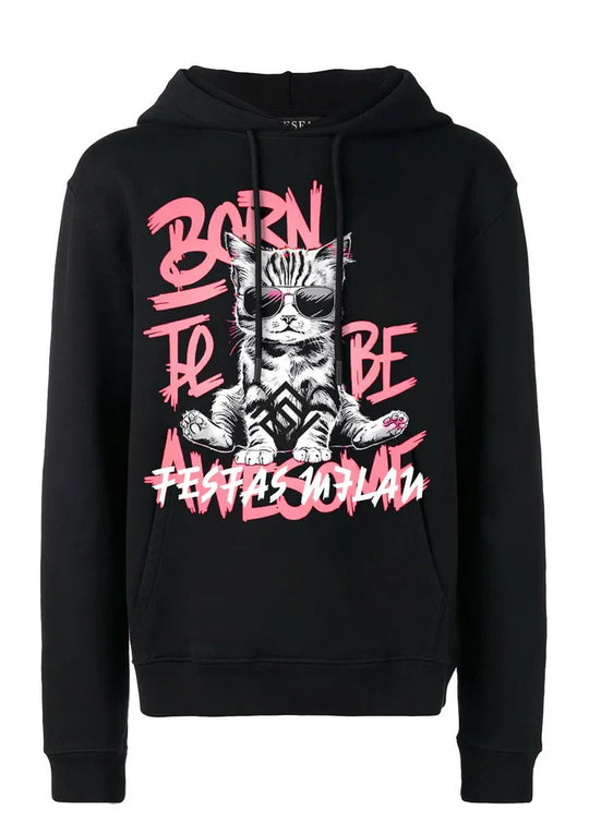 FesFas Cat-print Hoodie | Black | Men