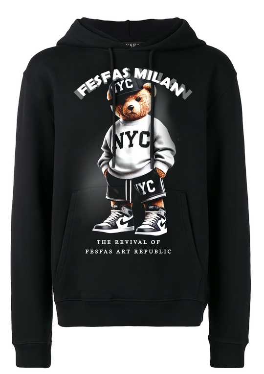 FesFas Bear-print Hoodie Set | Black | Men