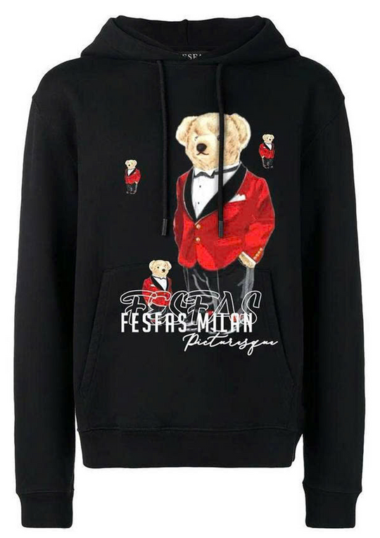 FesFas Bear-print Hoodie Set | Black | Men