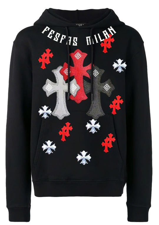 FesFas Cross-print Hoodie Set | Black | Men