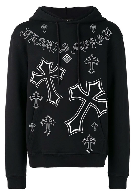 FesFas Cross-print Hoodie Set | Black | Men