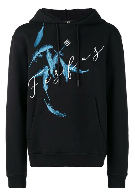 FesFas Feathers-print Hoodie Set | Black | Men