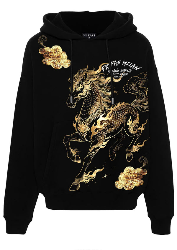 FesFas golden horse-print Hoodie