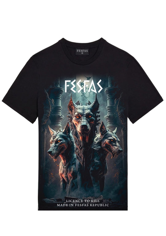 FesFas cerberus-print T-shirt | Black | Men