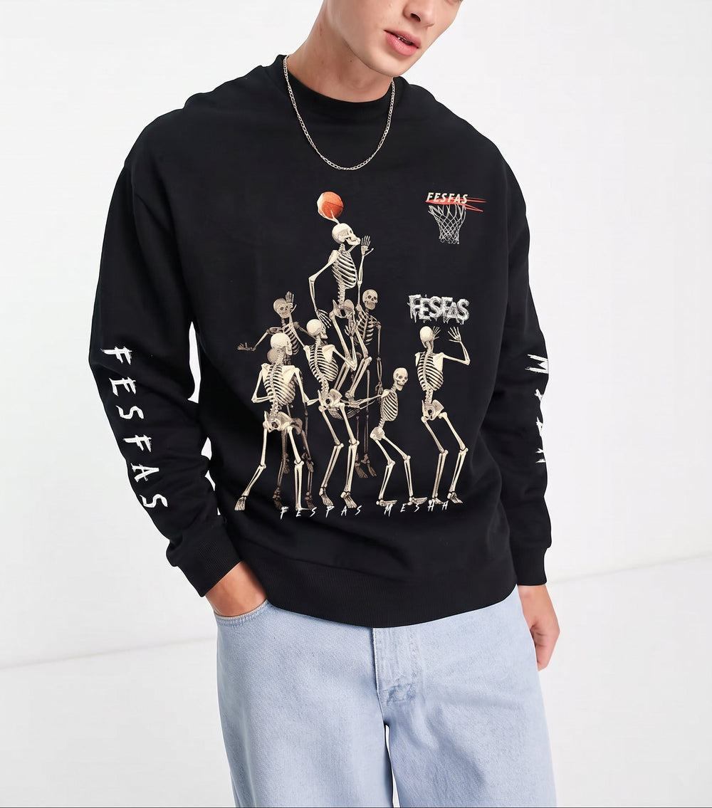 FesFas Skeleton Hoops-print Sweatshirt