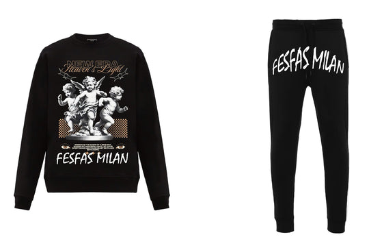 FesFas Angels-print Sweatshirt Set | Black | Men