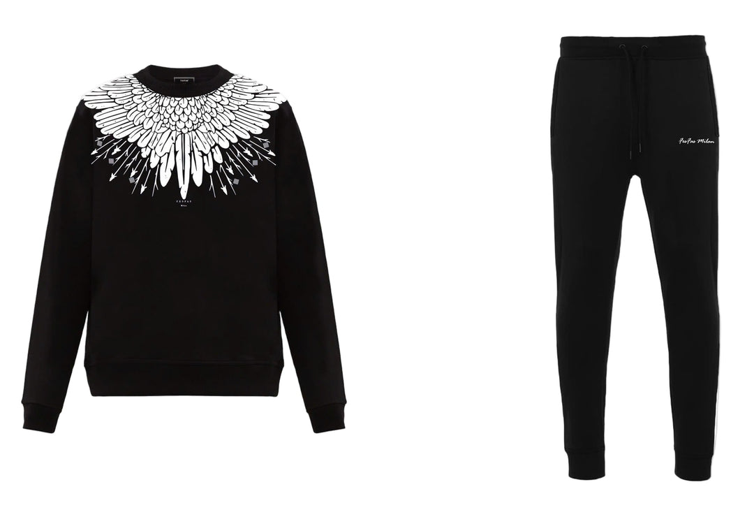 FesFas Feathers-print Sweatshirt Set | Black | Men