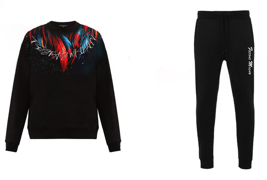 FesFas Feathers-print Sweatshirt Set | Black | Men