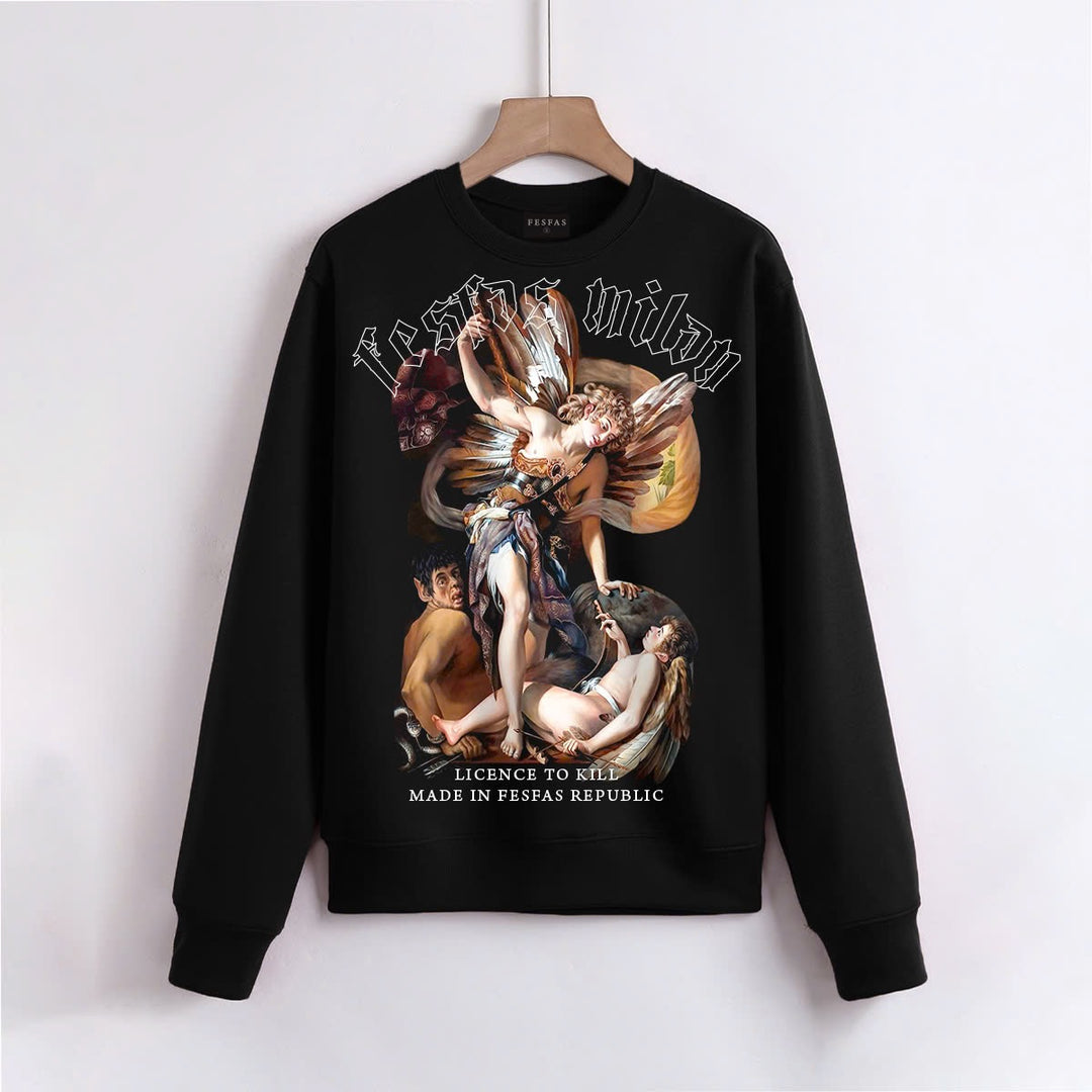 FesFas Angel-print Sweatshirt | Black | Men