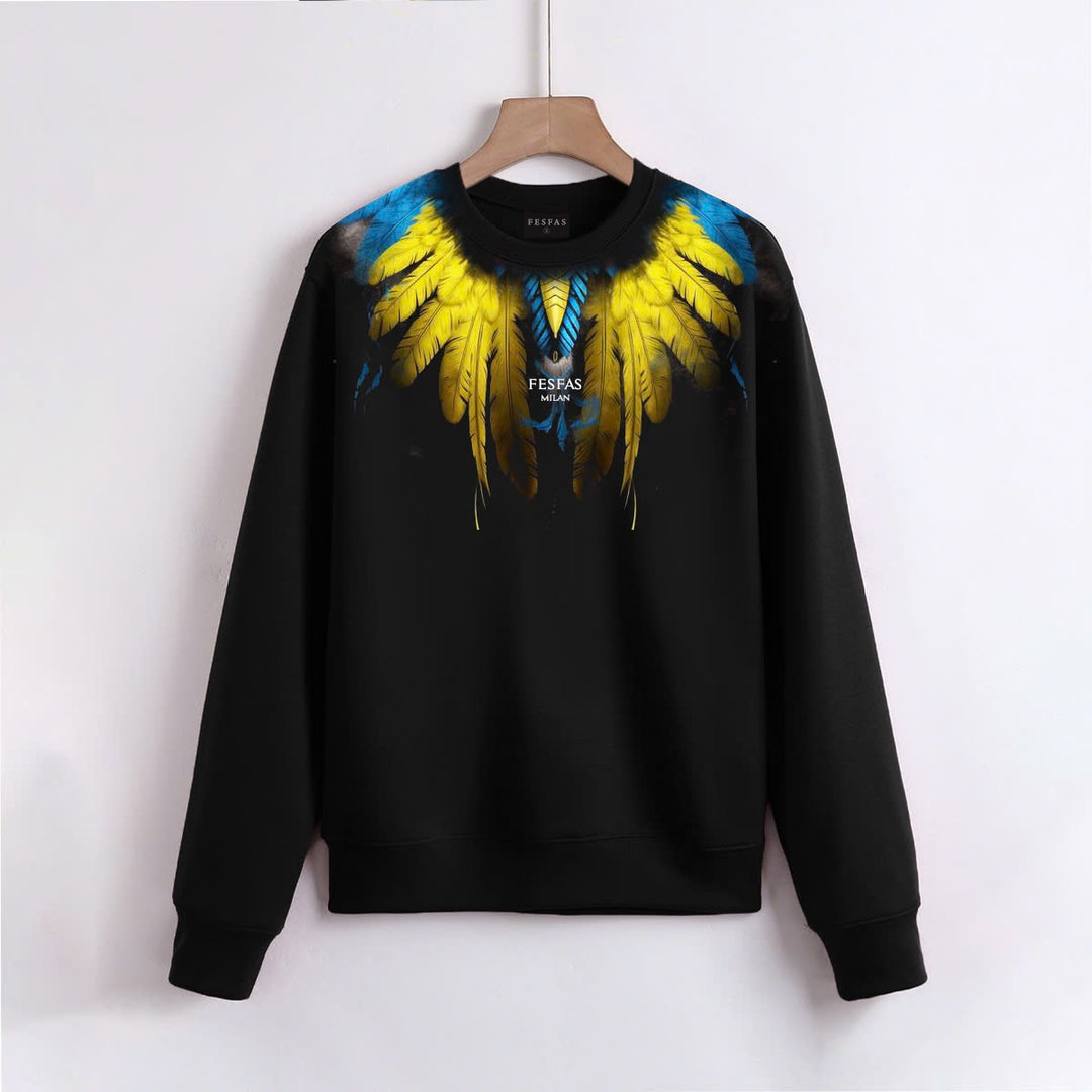 FesFas Feathers-print Sweatshirt | Black | Men