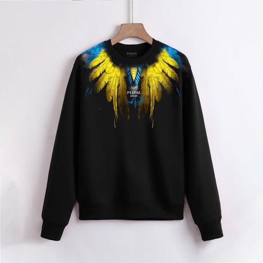 FesFas Feathers-print Sweatshirt | Black | Men