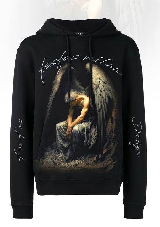 FesFas Fallen Angel-print Hoodie | Black | Men