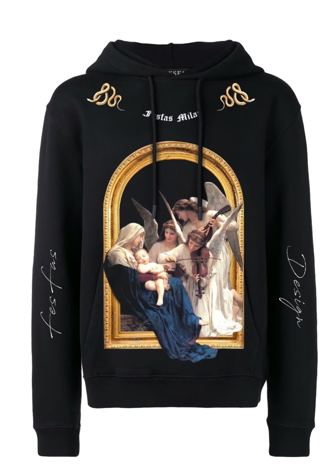 FesFas Angel-print Hoodie | Black | Men