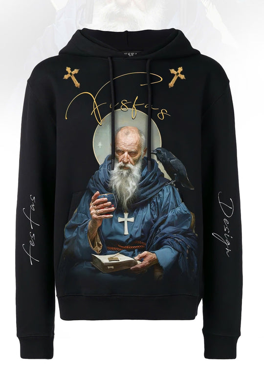 FesFas priest-print Hoodie | Black | Men