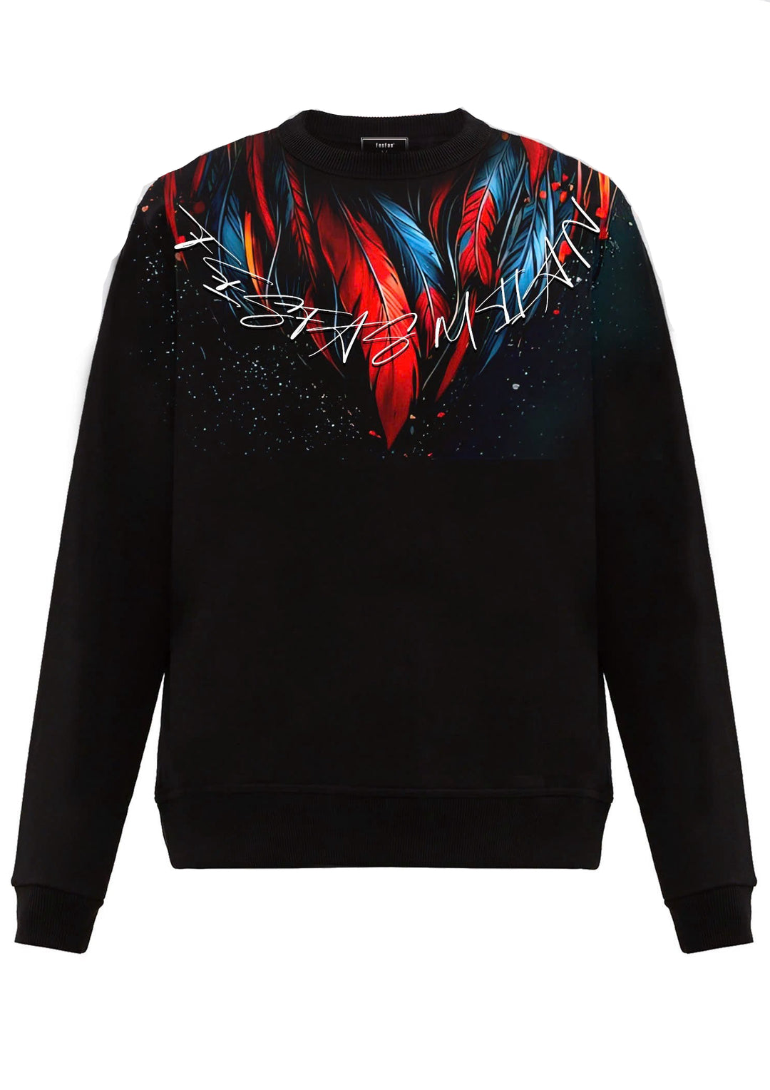 FesFas Feathers-print Sweatshirt Set | Black | Men