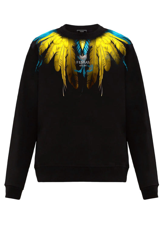 FesFas Feathers-print Sweatshirt | Black | Men