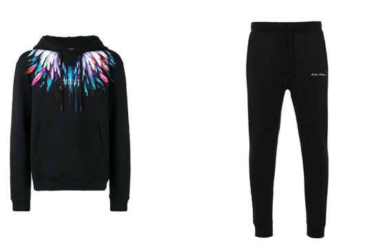 FesFas colorful feathers-print Hoodie Set | Black | Men