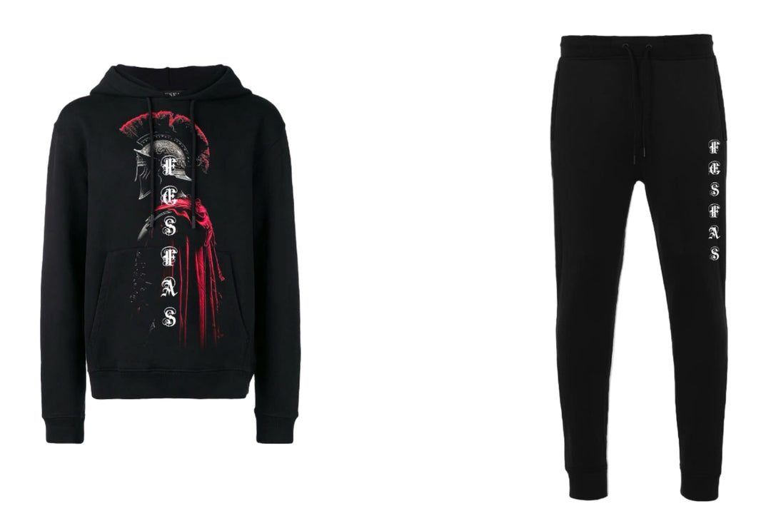 FesFas Combatant-print Hoodie Set | Black | Men