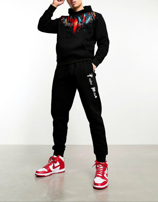 FesFas colorful feathers-print Hoodie Set | Black | Men