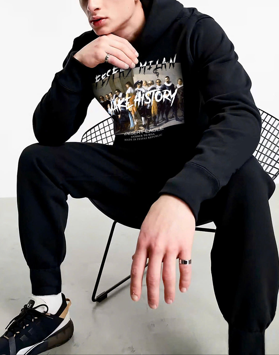FesFas Famous painter-print Hoodie Set | Black | Men