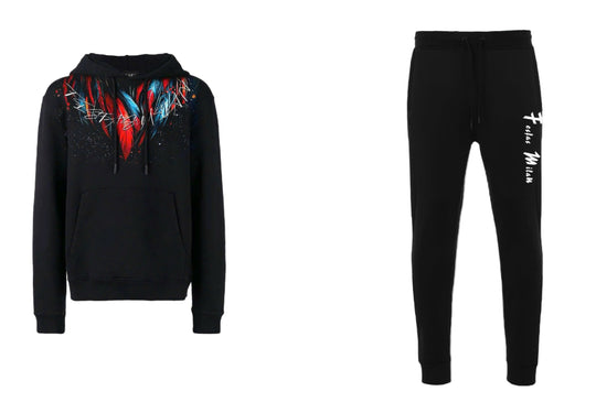 FesFas colorful feathers-print Hoodie Set | Black | Men