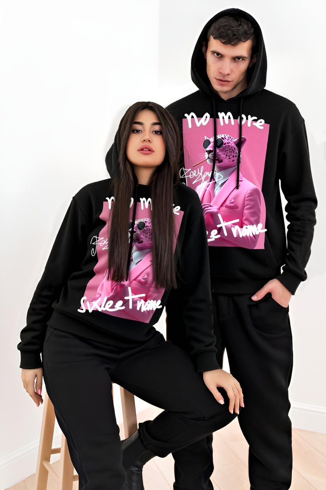 FesFas Panther-print Hoodie Set | Black | Men