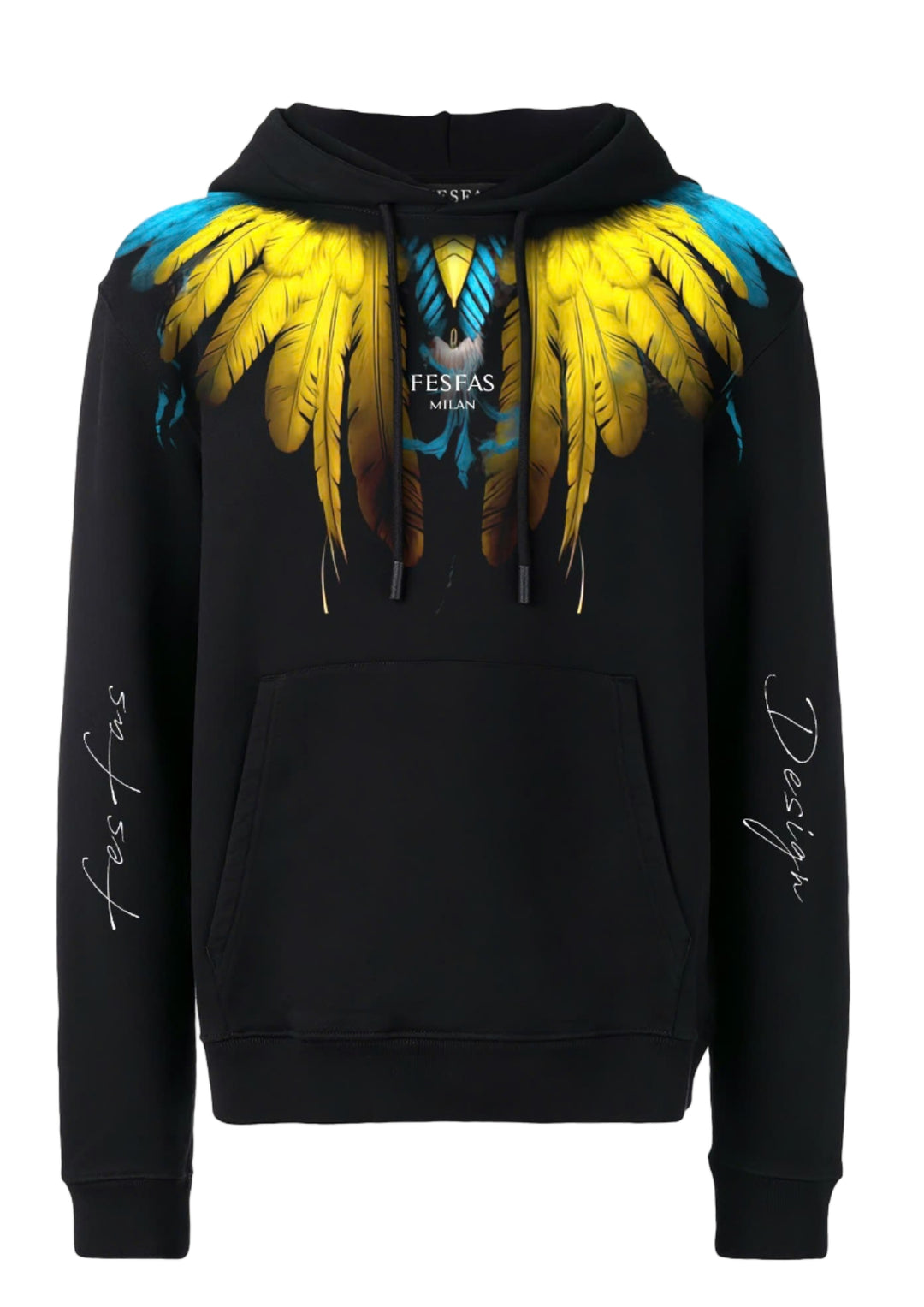 FesFas colorful feathers-print Hoodie | Black | Men