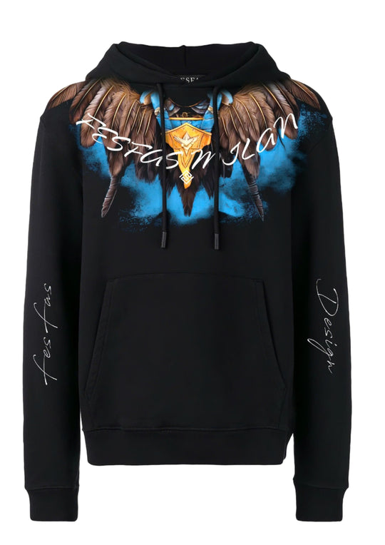 FesFas colorful feathers-print Hoodie | Black | Men