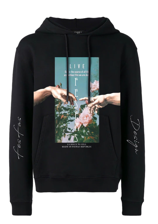 FesFas flower-print Hoodie | Black | Men