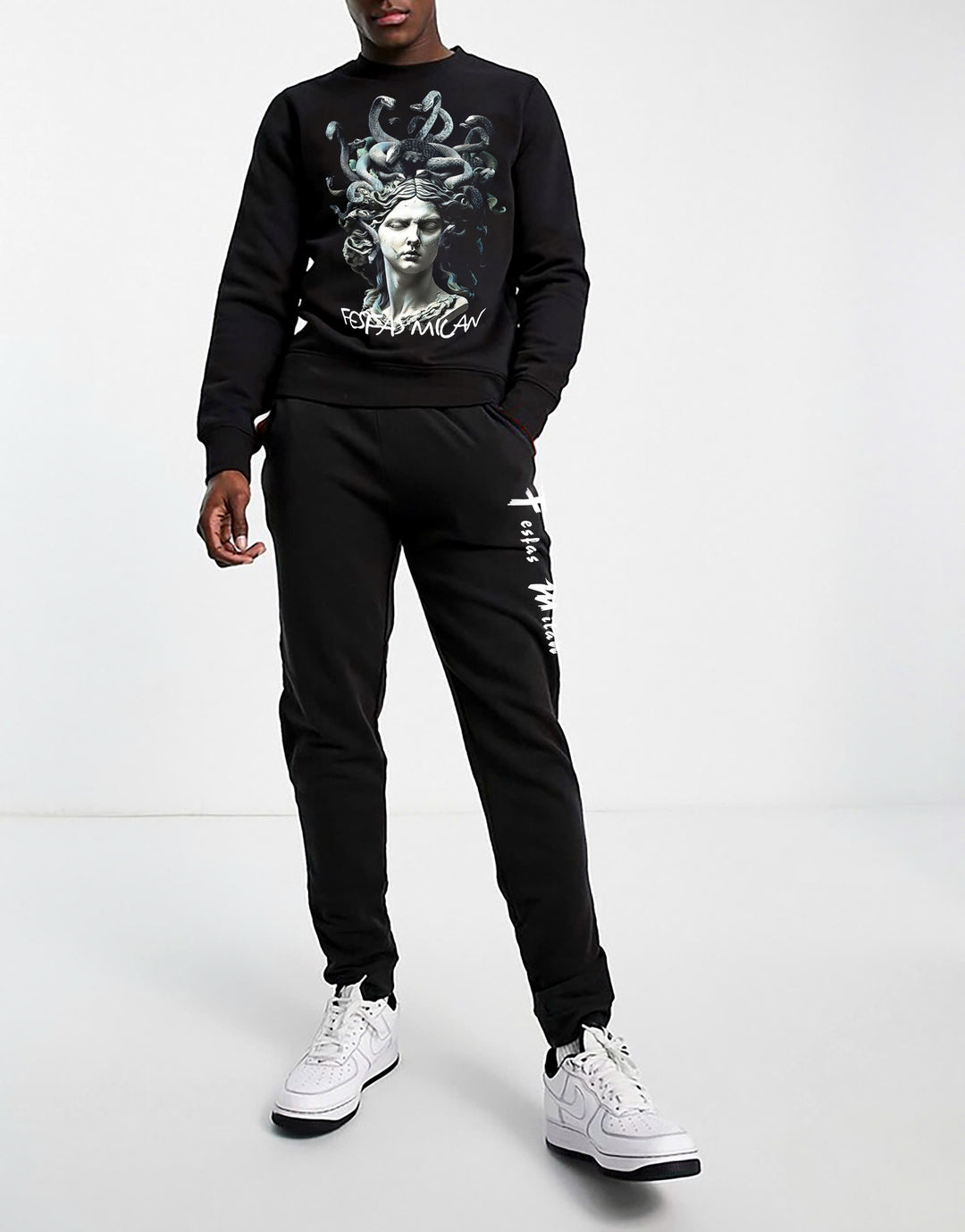 FesFas Medusa-print Sweatshirt Set | Black | Men