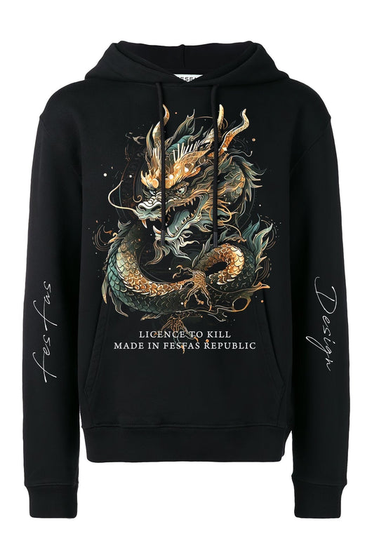 FesFas Asian dragon-print Hoodie | Black | Men