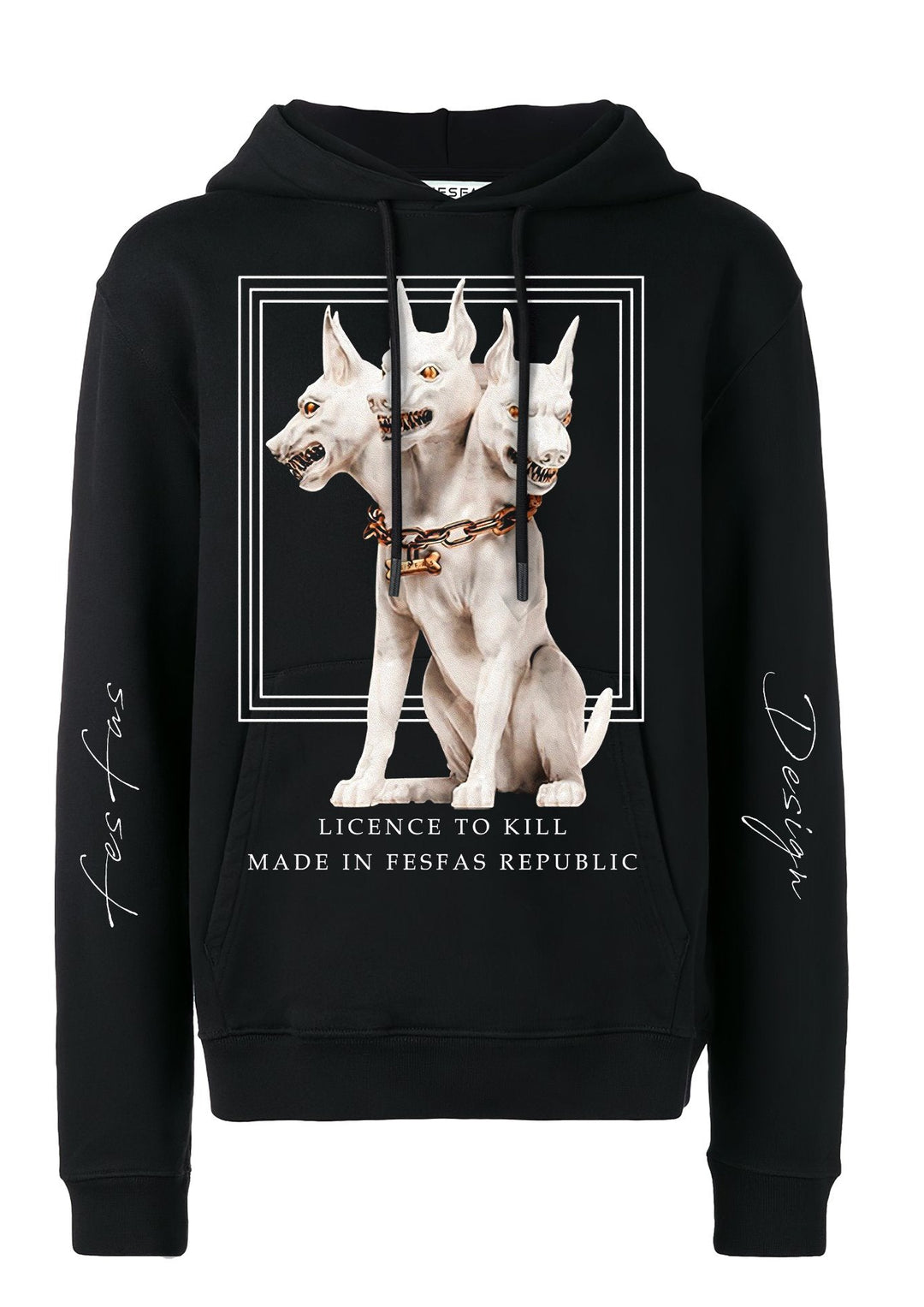 FesFas Headed Dog-print Hoodie | Black | Men