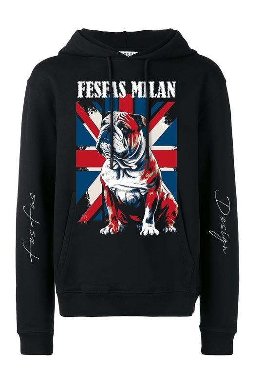 FesFas Bulldog-print Hoodie | Black | Men