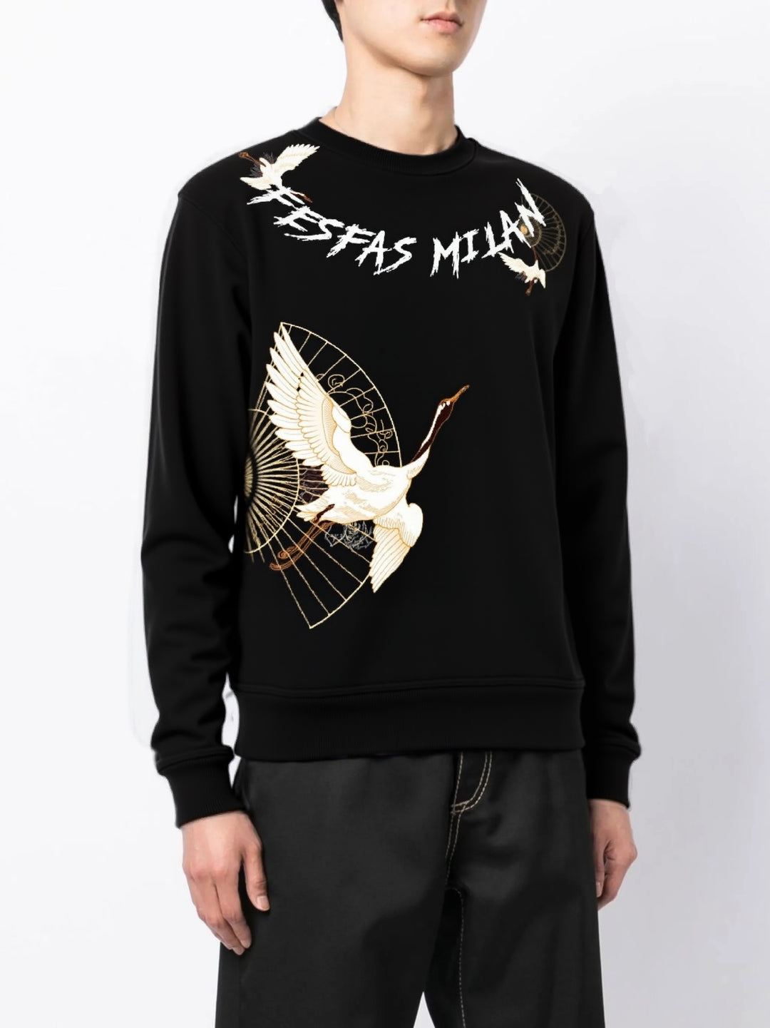 FesFas crane-print Sweatshirt | Black | Men