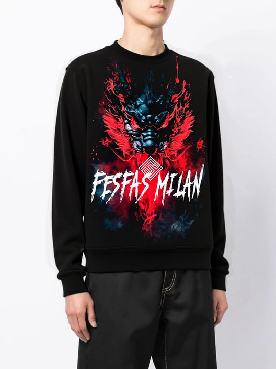 FesFas dark oni fusion-print Sweatshirt | Black | Men