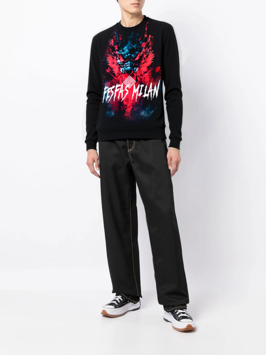 FesFas dark oni fusion-print Sweatshirt | Black | Men