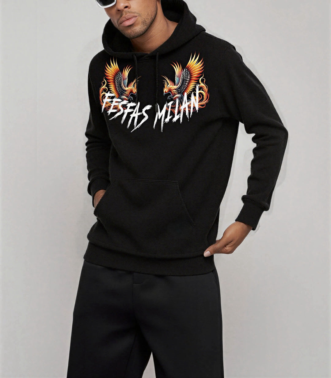 FesFas flamme phoenix-print Hoodie | Black | Men