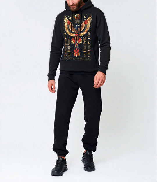 FesFas Egyptian bird-print Hoodie Set | Black | Men