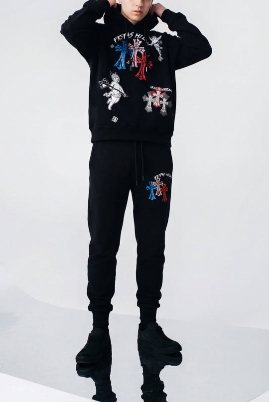 FesFas graphic-print Hoodie Set | Black | Men