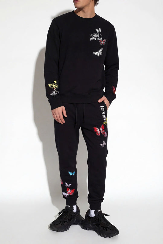 FesFas butterflies-print Sweatshirt Set | Black | Men