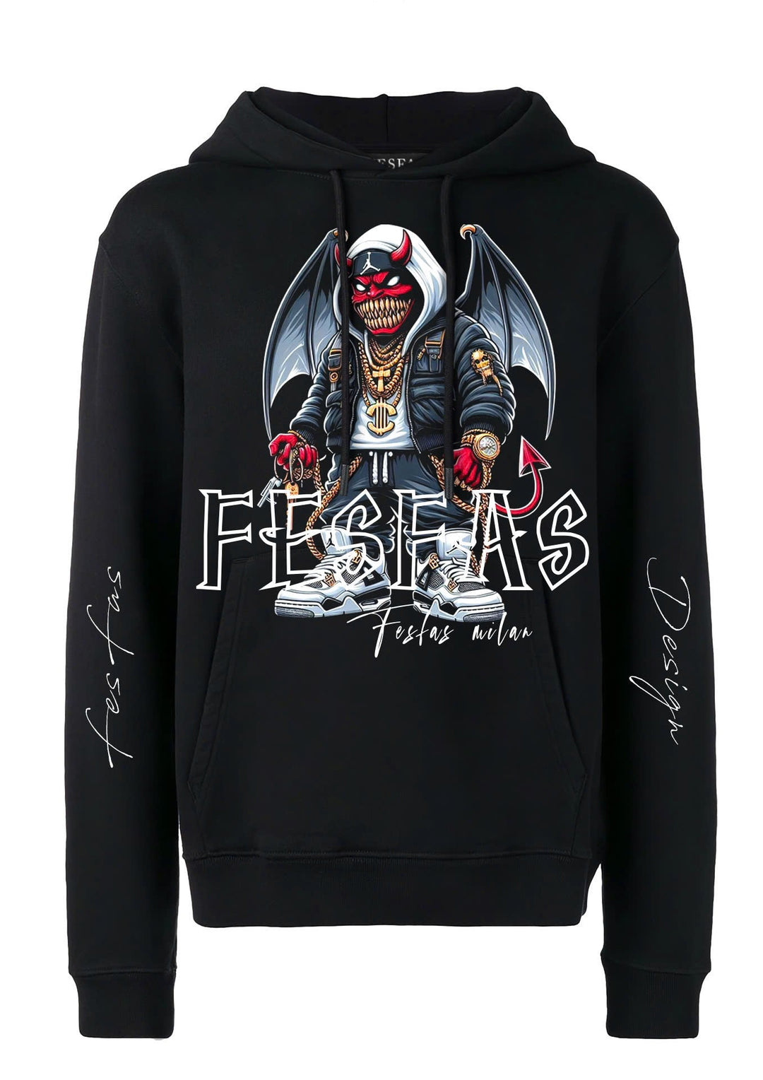 FesFas monster-print Hoodie | Black | Unisex