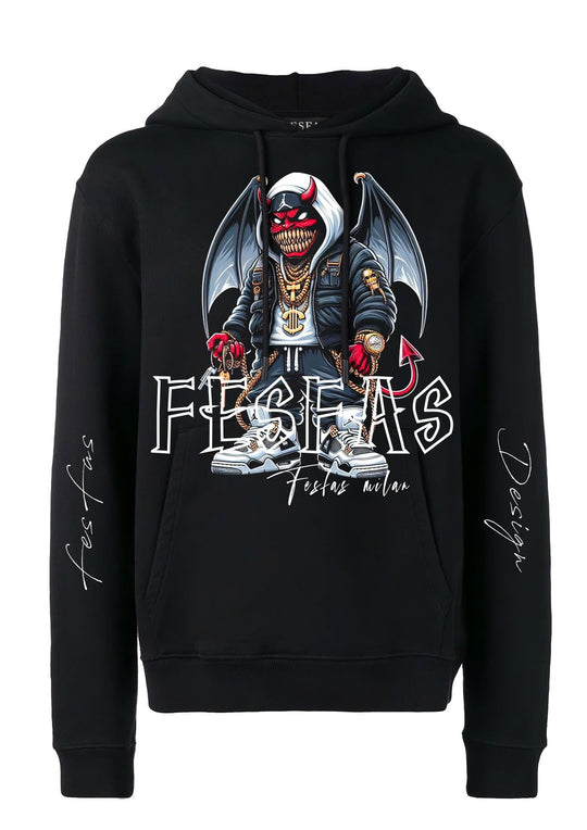 FesFas monster-print Hoodie | Black | Unisex