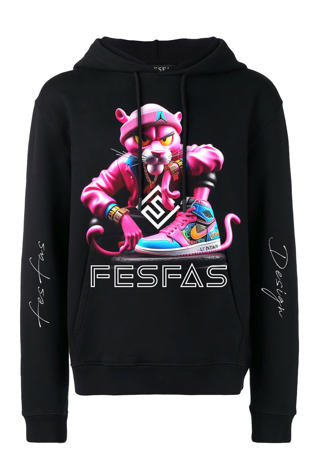 FesFas pink cat-print Hoodie | Black | Men