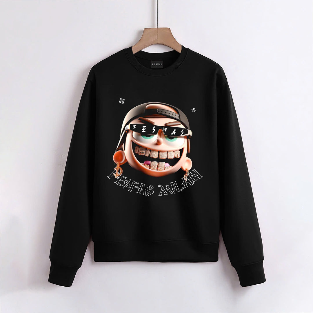 FesFas Cool boy-print Sweatshirt | Black | Men